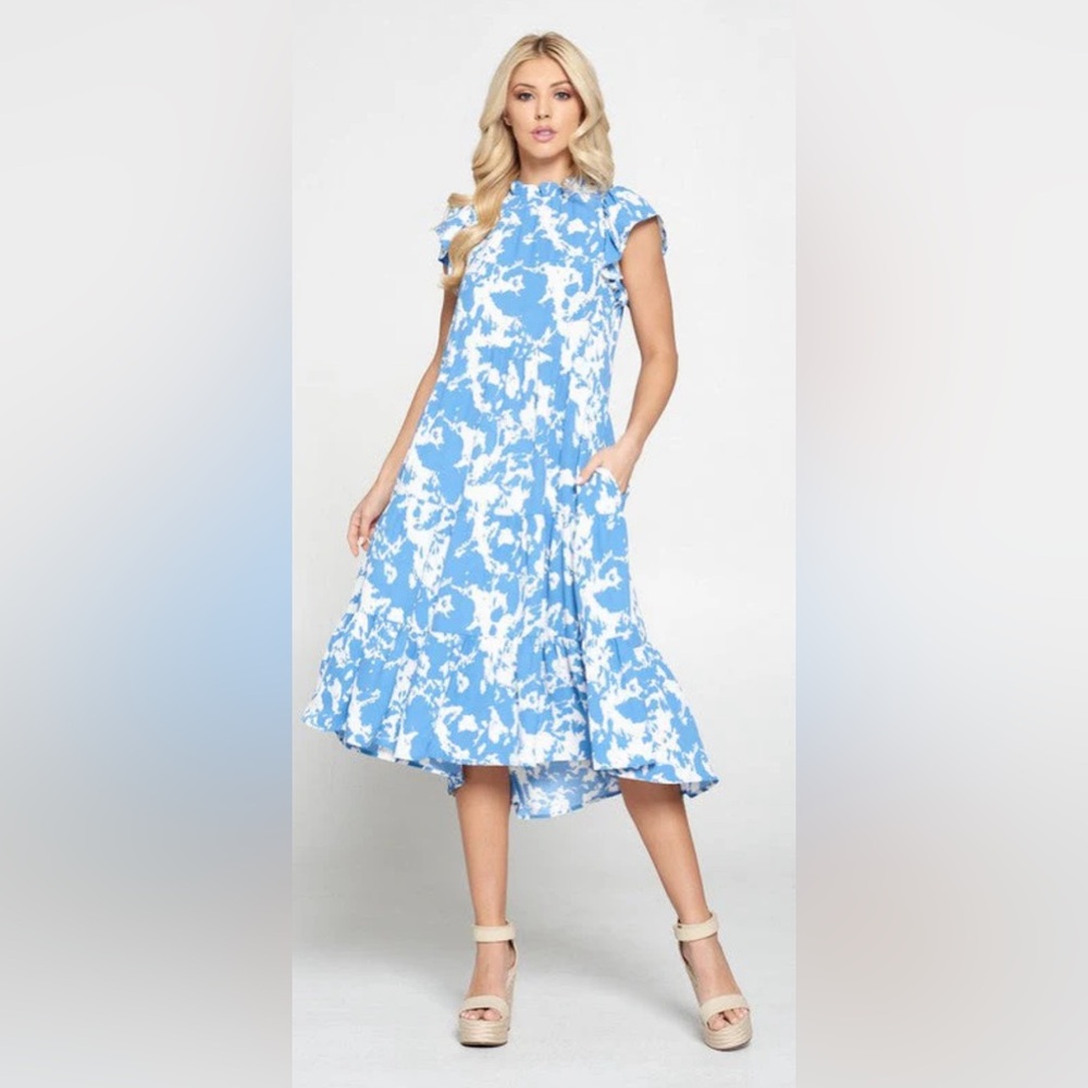 Pinch Rilo Abstract Tiered Midi Dress
